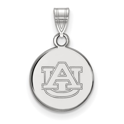 14k Weißgold LogoArt Auburn University kleine Scheibe Anhänger