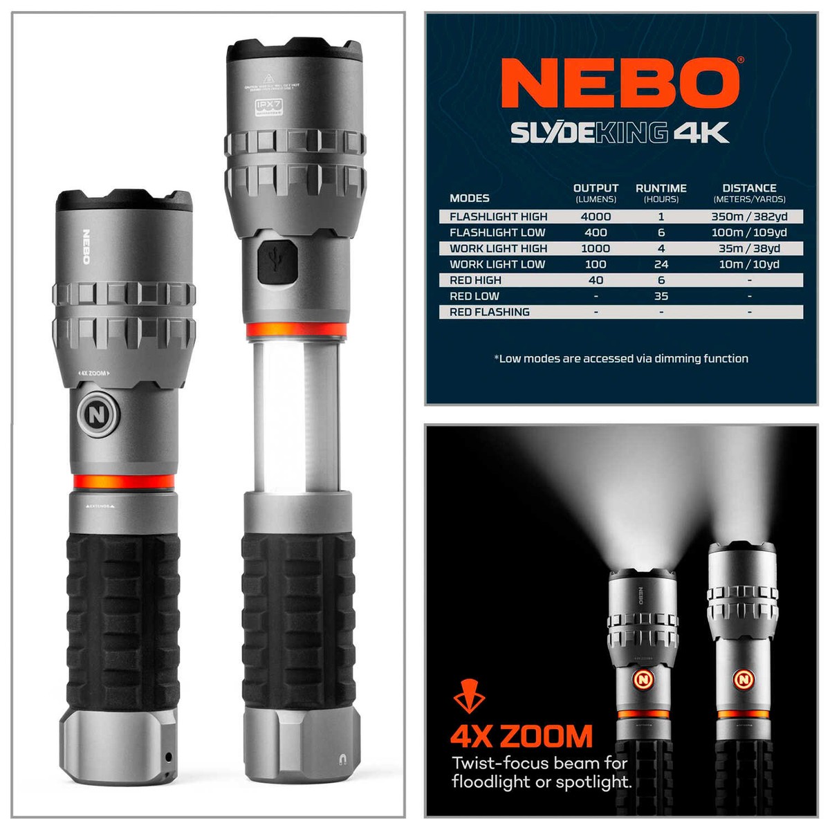 希少極上　大粒ルベライト　K258 NEBO Slyde King 4K Flashlight/Work Light | eBay