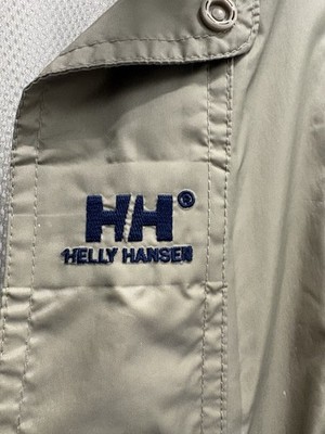Vintage Helly Hansen Men's Jacket Khaki Tan Nylon Rain Hooded Packable Size XL