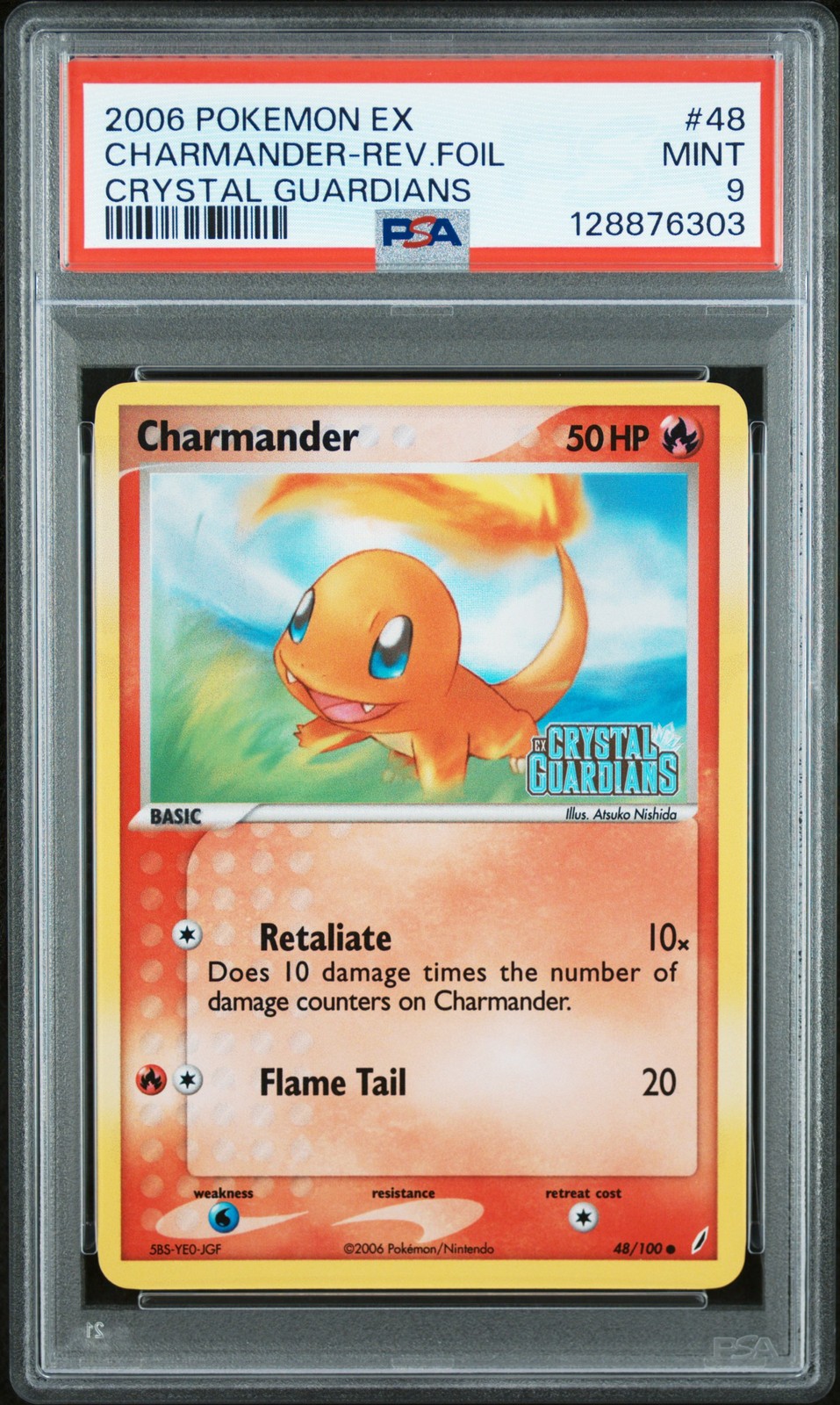 2006 POKEMON EX CRYSTAL GUARDIANS #48 CHARMANDER-REVERSE FOIL PSA 9