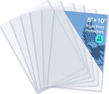 12 PCS 8" x 10" Rigid Print Protectors Clear Plastic Document Holders Sleeves