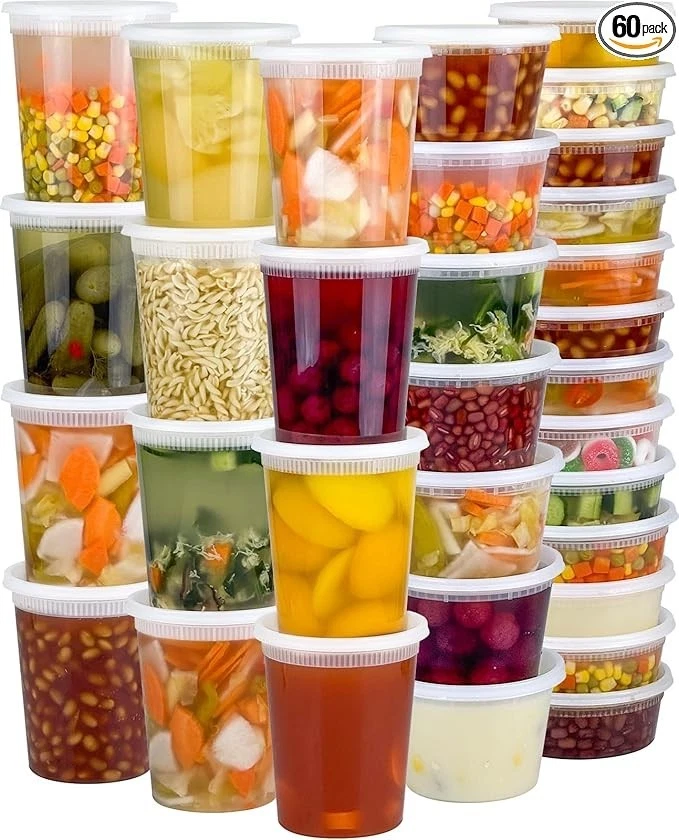 60 Sets (120-Piece) Deli Containers with Lids, 32/16/8 oz X 20 Set Each,