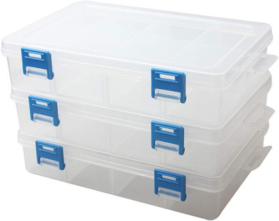3 Pack Plastic Parts Storage Case and Adjustable Divider Box for Hardware and Cr