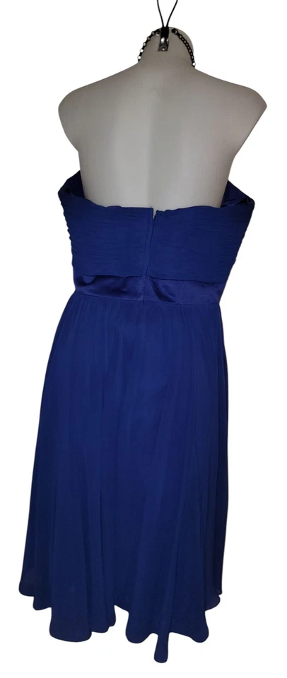 Mori Lee Sz 18 Womens Blue Chiffon Strapless Coquette Cocktail Formal Mini Dress - Image 4 of 4