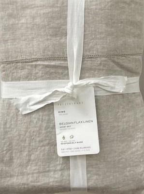 Pottery Barn Belgian Flax Linen King Sheet Set In Flax