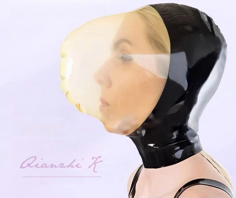 Latex Hood with Breath Control Hole Rubber Mask Suffocating Club wear Fetish UK - Image 3 of 4