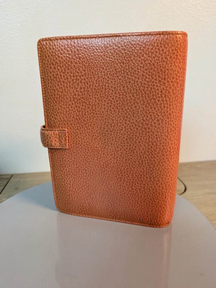 Filofax Finsbury Organizador Planificador Libro Cuero Marrón 6 Anillos Naranja De Colección Foto 3 de 4