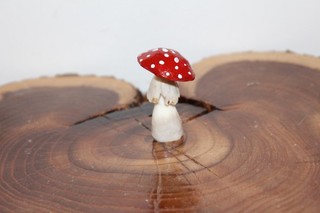 Carved Antler Magic Red Top Mushroom Fly Agaric Toad Stool