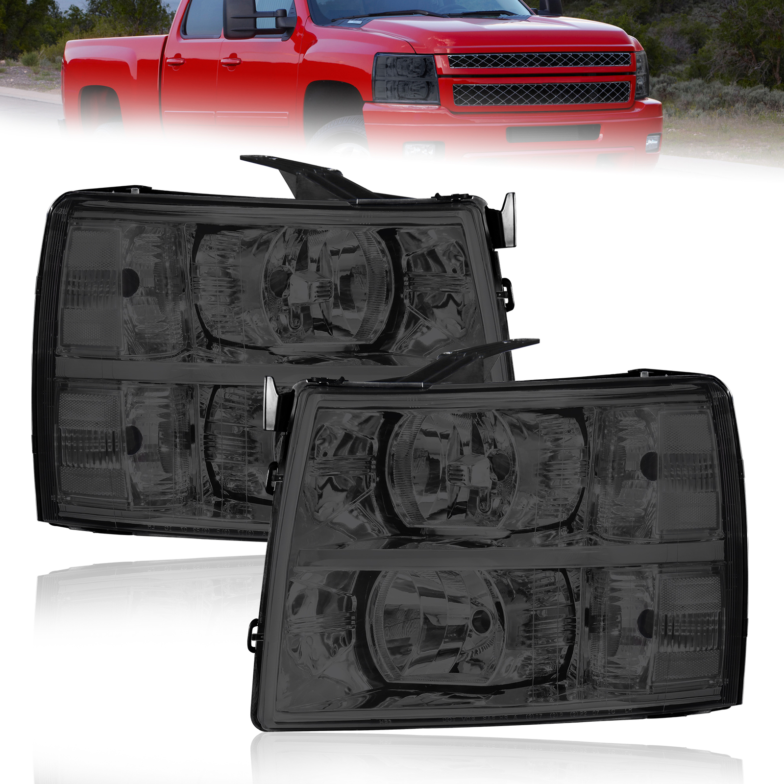 2X Smoke Lens Headlights Assembly For 0713 Chevy Silverado 1500 0714 2500 3500 eBay
