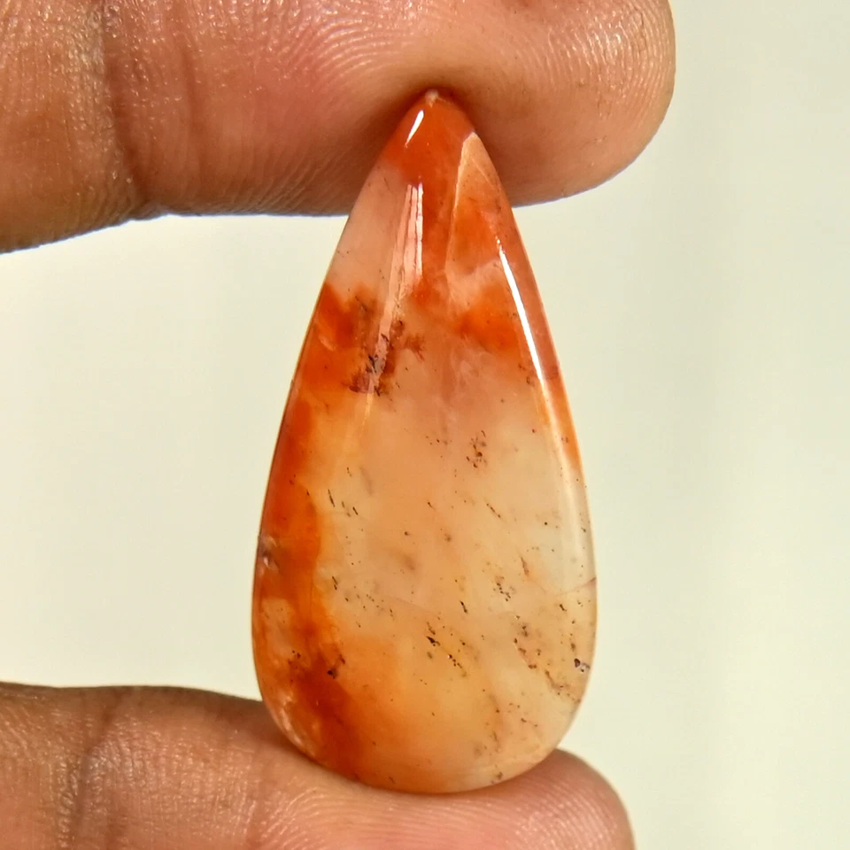 Piedra preciosa cabujón pera cuarzo cristal rojo 100 % natural 27,30 quilates  Foto 2 de 4