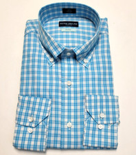  248 NEW Peter Millar FLEX FINISH Casual Shirt Men's MEDIUM M Blue Plaid Check