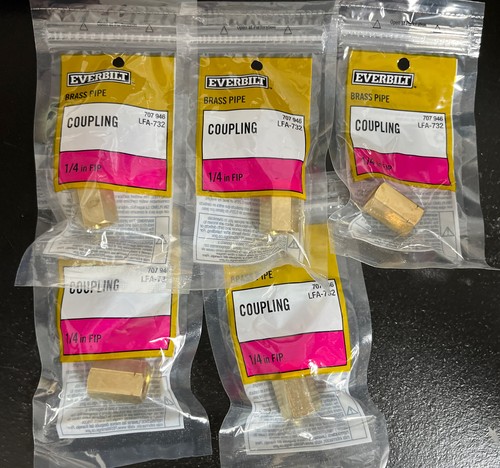 Everbilt 1/4 in. MIP x 1/4 in. FIP Brass Coupling Fitting (5PK) - Picture 1 of 3