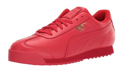 red and gold tennis shoes