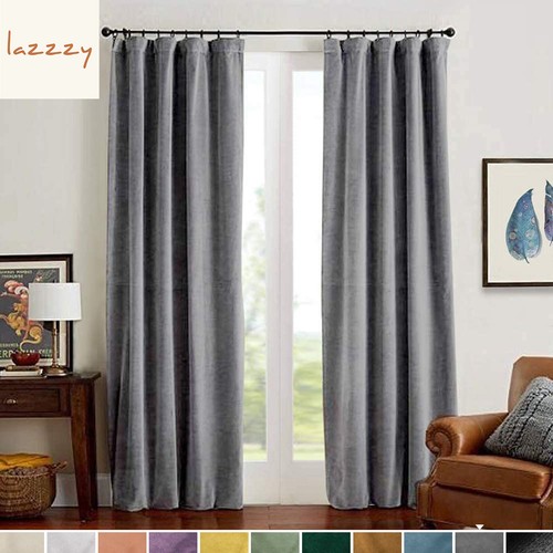 Lazzzy Thermal Blackout Velvet Curtains Christmas Drapes Rod Pocket 2 Panels - Picture 4 of 20