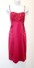 David Meister Burgundy Satin Cocktail Dress Ruched Sides  Chest Women's 6 SMALL
