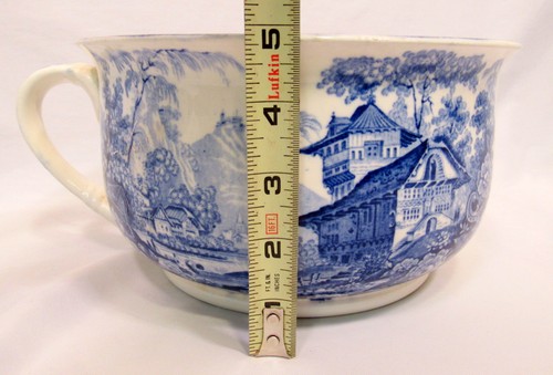 ANTIQUE MINTON STAFFORDSHIRE GENEVESE TRANSFERWARE BLUE WHITE CHAMBER PO (87720) - Foto 2 di 8