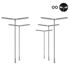 5pcs Model Trains OO Scale 1:76 Two-heads Lamp Street Light Bright White LEDs