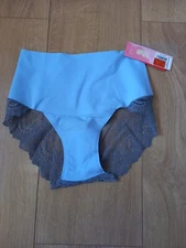 SPANX LACE CHEEKY SHAPEWEAR PANTIES  POWDER BLUE / POLISHED GREY SIZE US XS UK 6