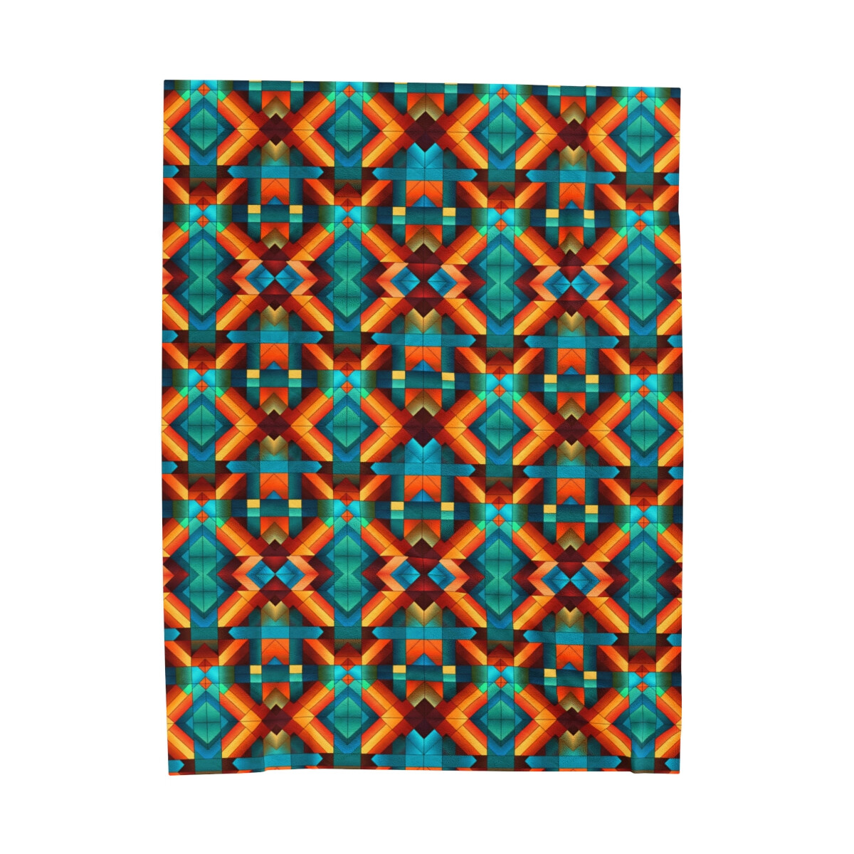 Geometric Tile Colorful Velveteen Plush Blanket