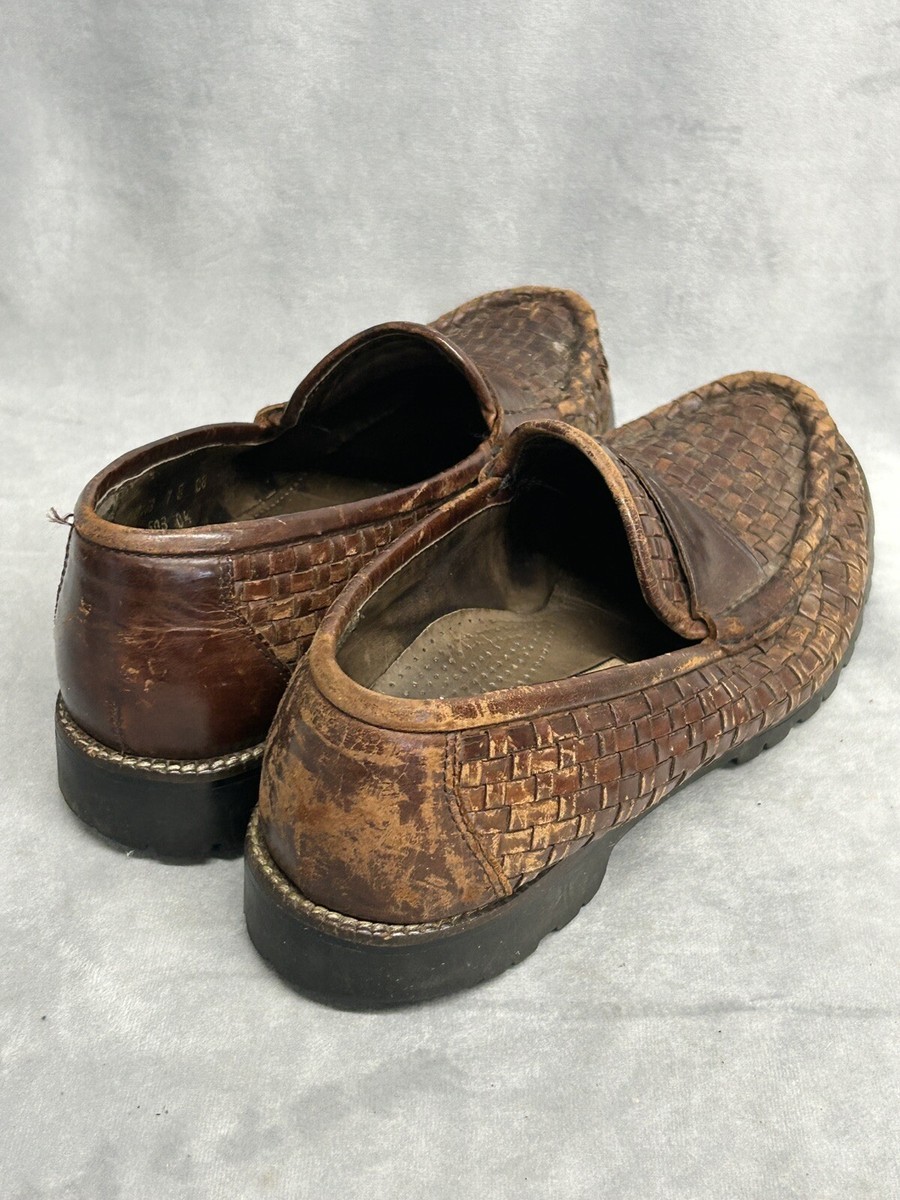 VINTAGE Cole Haan Brown Woven Leather Loafers Dress Shoes VINTAGE Cole Haan Brown Woven Leather Loafers Dress Shoes