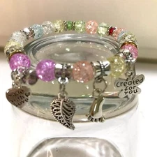 Multi-Color Beaded Charm Expandable  Bracelet