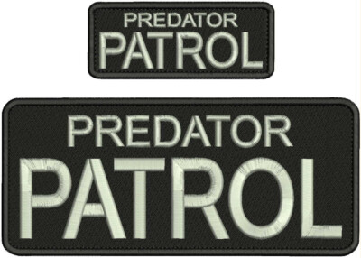 Predator Patrol EMBROIDERY PATCH 4X10 AND 2X5 HOOK ON BACK BLK/SILVER ...