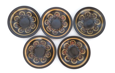 (5) VTG Mikasa Majorca Lodi Saucers 6.5'' E2854 Brown Floral Scroll