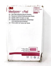 3M 3569 Medipore +Pad Soft Cloth Adhesive Dressing 3.5" x 6" - 25/BX Exp. 7/26