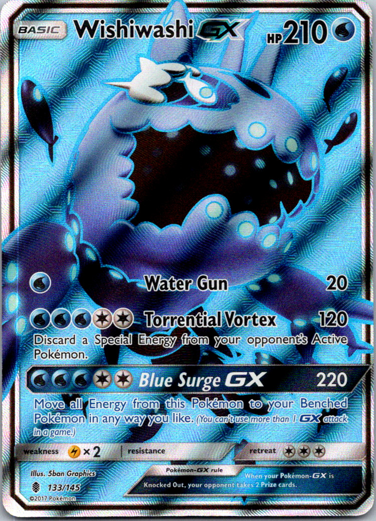 Wishiwashi GX (Full Art) 133/145 Sm-Guardians Rising Holo Near Mint Pokemon