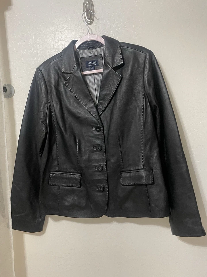 vintage oversized leather button blazer jacket