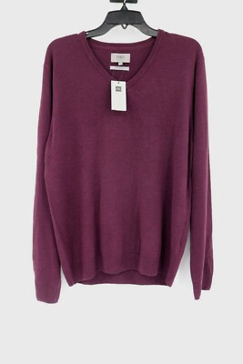 NWT M&S Collection Cashmilon V-Neck Pullover Sweater Jumper Purple Solid Men's L