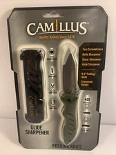 2 Piece Camillus Set Glide Sharpener 6.5" Folding Knife Model 19386 New Sealed