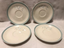 Century Service Corp.-Alliance, OH. “Turquoise Scroll” Saucer Set (Qty.4)