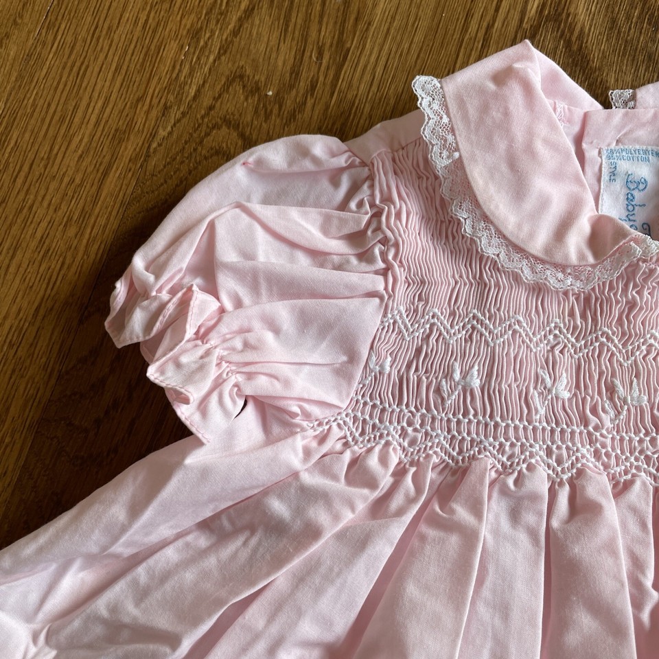 Vintage Baby Togs Pink Smocked Baby Girls Dress Size 36 Months