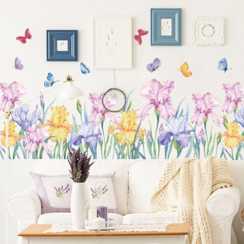Autocollant mural fleurs colorées papillon plante décalcomanie à faire soi-même peinture murale décoration intérieure - Photo 1 sur 5