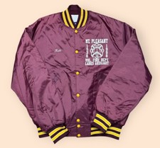 Vintage Mt. Pleasant Vol. Fire Department Bomber Jacket Men  s XL Red Vtg 90s