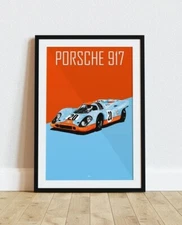 Porsche 917 Gulf Livery Poster Racing Icons: Le Mans Prototypes Wall Art