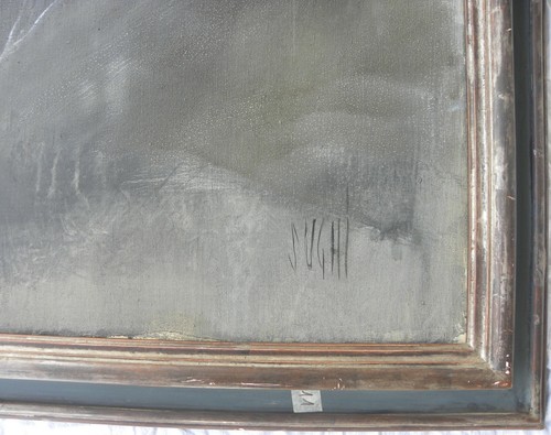 Alberto SUGHI (Cesena 1928-Bologna 2012) La siesta del muratore TELA cm 86x121 - Foto 5 di 13
