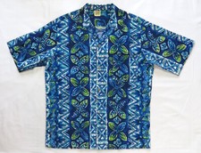 Hawaiian Holiday Vintage Aloha Shirt 1960's Exotica Tiki Batik Floral Loop