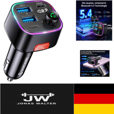 SYNCWIRE Car-Lader: 48W, USB, FM-Sender, 64GB & Radio
