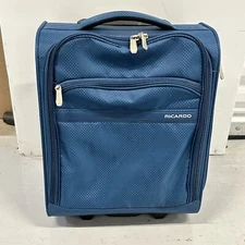 Ricardo Front Opening Carry On Spinner Luggage Suitcase Navy Blue