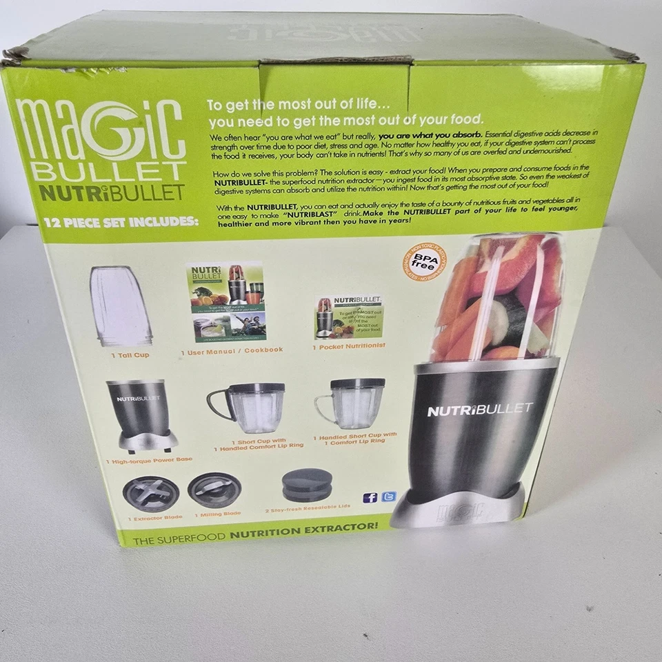 NutriBullet NBR-1201M 12 Piece High Speed Blender Mixer System Extractor - Image 3 of 4