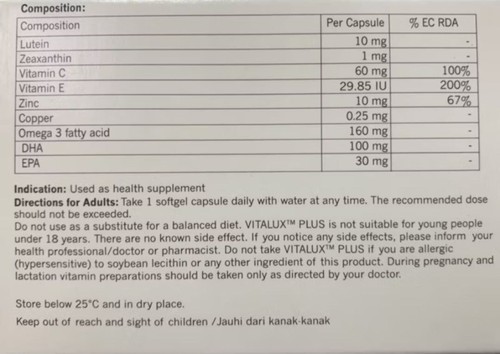 Vitalux Plus Omega-3 Multivitamin / Multimineral 4 boxes x 28's - DHL Express - Picture 4 of 6