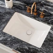 21" x 15" Modern Undermount Bathroom Sink Rectangle, White Ceramic Lavatory Sink