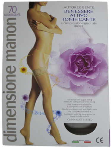 Calze autoreggenti a compressione graduata Manon 70 den 13-17 mmhg tg 1/2  nero