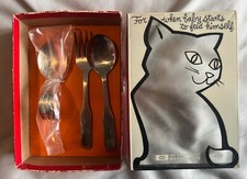 Vintage Sanitoy Stainless Steel Baby Spoons and Fork