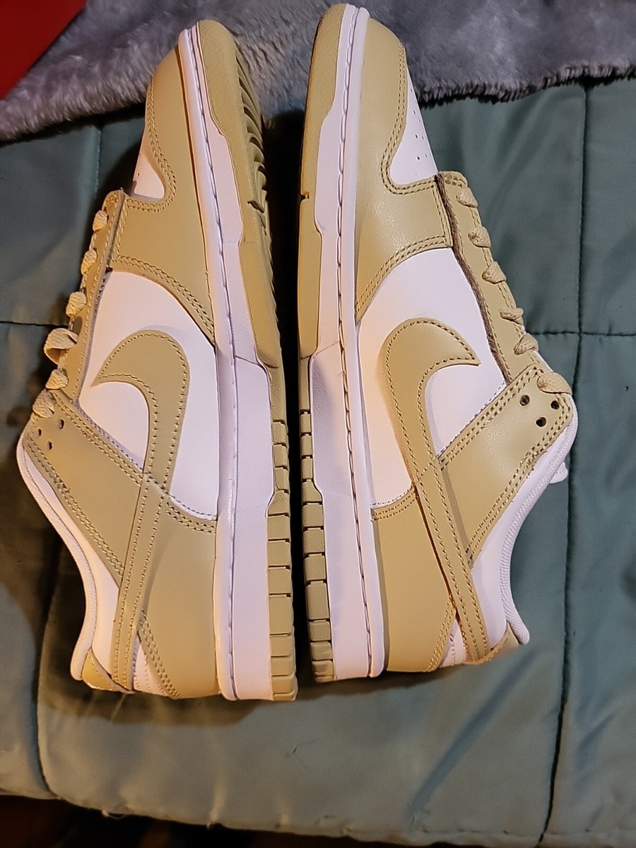 Size 8 - Nike Dunk Low White/Team Gold/Wolf Gray 2023. Ships