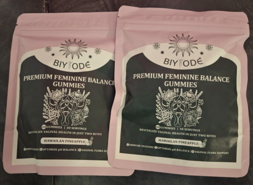 BIYODE Premium Feminine pH Balance Nutrition Gummies 2-Pack Lot 120 Ct Pineapple