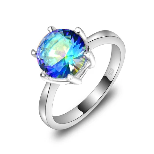 12 piezas 1 juego de anillos de plata gemas de topacio místico arco iris multiestilo talla 7 8 9 10 Foto 4 de 4