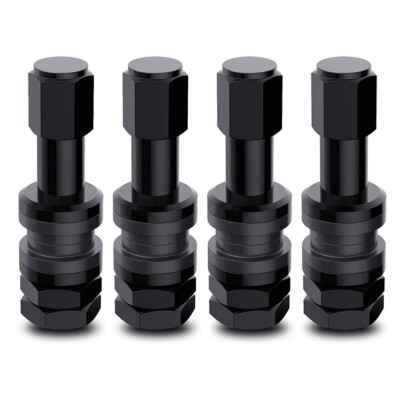 #ad 4Pcs TR48 Bolt On Tire Valve Stem BLACK alloy High Pressure Flush with Stem Cap $14.99